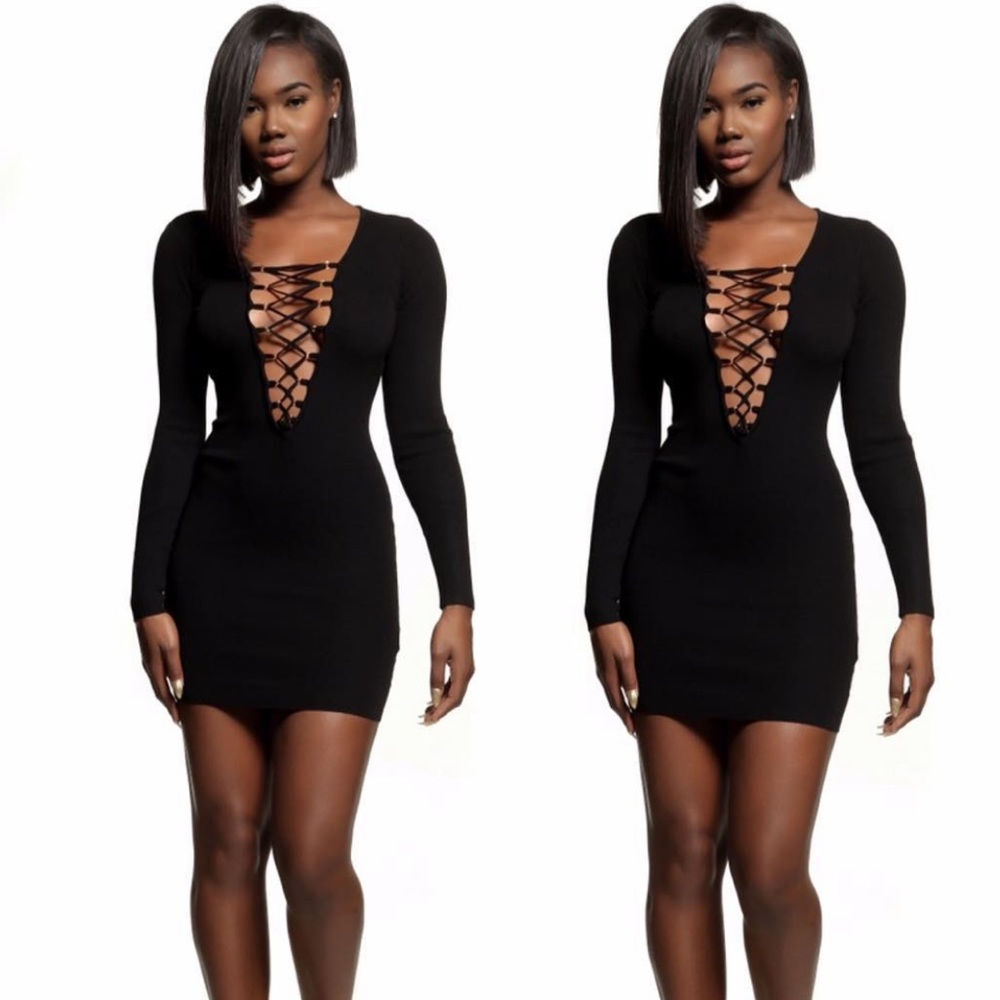 Black lace up dress